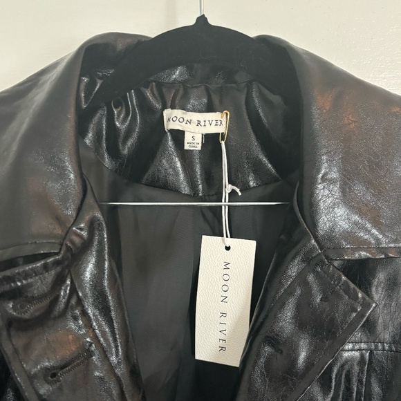 Moon River Faux Leather Trench - Picture 2 of 3